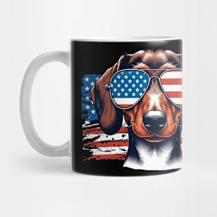 Dachshund Patriotic Sunglasses American Flag 4th of July Mug